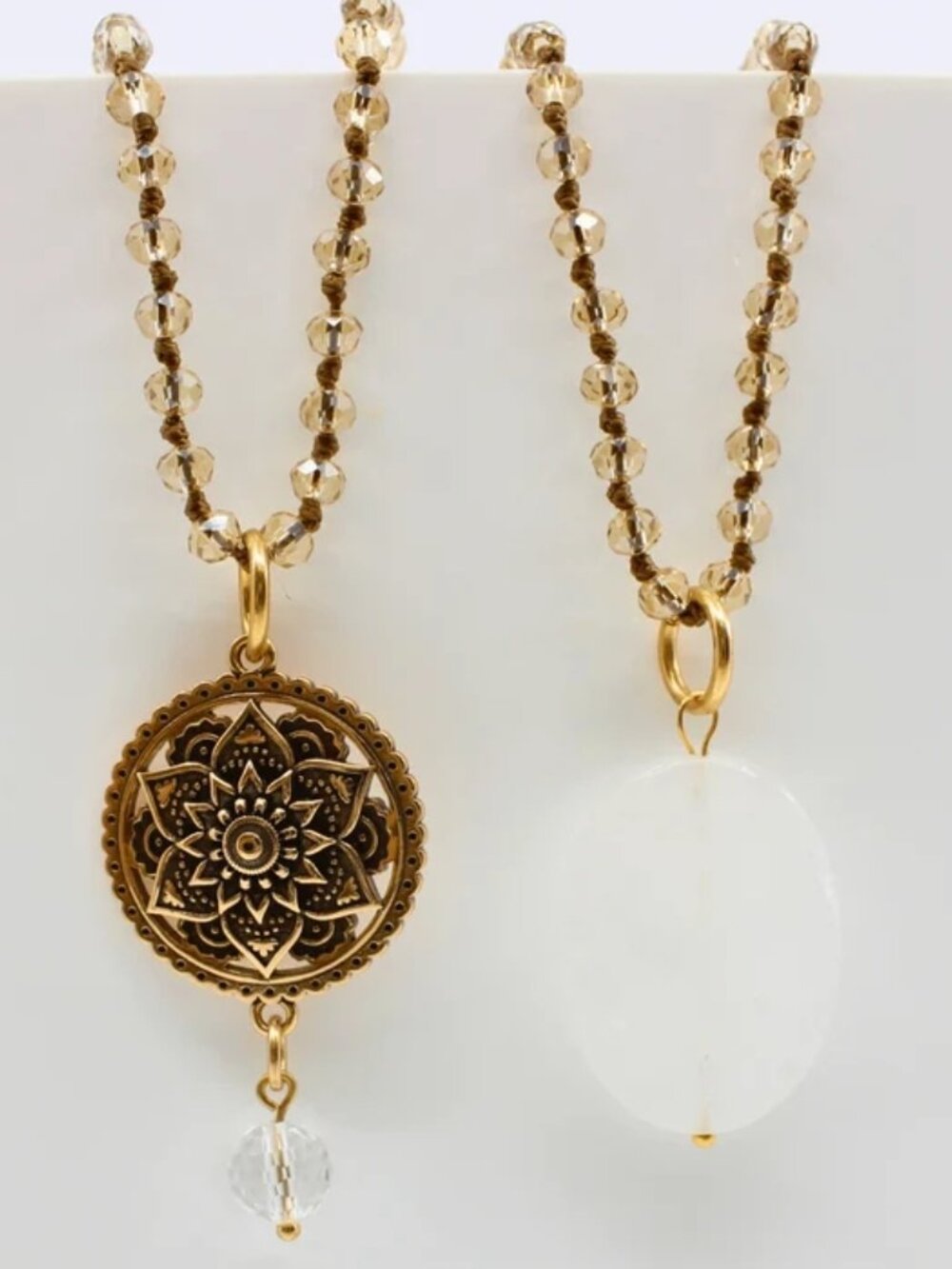 Katia Designs Grateful Thankful Blessed Mandala Bloom Necklace Goldtone - Picture 3 of 6